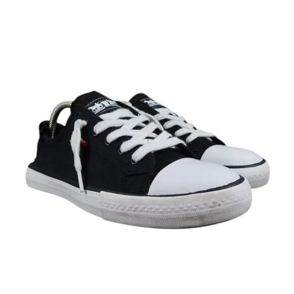 Levis Shoes Womens 8.5 Sneakers Slip On Casual Canvas Comfort Tech Black Flats - Picture 1 of 13